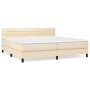 Cama box spring con colchón tela color crema 200x200 cm de , Camas y somieres - Ref: Foro24-3140166, Precio: 556,58 €, Descue...