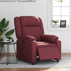 Sillón reclinable eléctrico de cuero sintético rojo tinto en Sillones | Comprar online en Foru.es