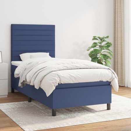 Cama box spring con colchón tela azul 90x200 cm de , Camas y somieres - Ref: Foro24-3141831, Precio: 341,05 €, Descuento: %
