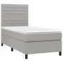 Box spring bed with light gray fabric mattress 100x200 cm by , Beds and slatted bases - Ref: Foro24-3141833, Price: 326,24 €,...