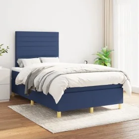 Cama box spring con colchón tela azul 120x200 cm de , Camas y somieres - Ref: Foro24-3142407, Precio: 423,21 €, Descuento: %