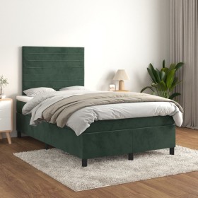 Cama box spring con colchón terciopelo verde oscuro 120x200 cm de , Camas y somieres - Ref: Foro24-3143076, Precio: 451,81 €,...