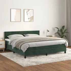 Box spring bed with dark green velvet mattress 180x200 cm by , Beds and slatted bases - Ref: Foro24-3141380, Price: 545,18 €,...