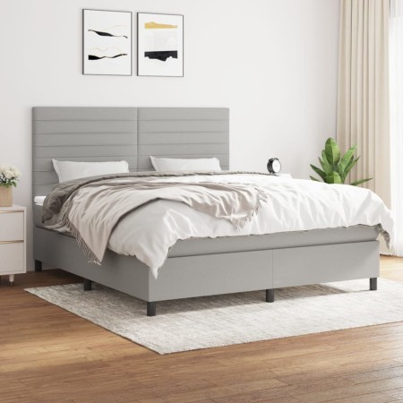 Cama box spring con colchón tela gris claro 180x200 cm de , Camas y somieres - Ref: Foro24-3141873, Precio: 603,54 €, Descuen...