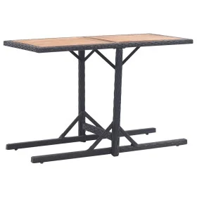 Mesa de jardín madera maciza de acacia y ratán sintético negro de , Mesas de jardín - Ref: Foro24-46456, Precio: 69,01 €, Des...