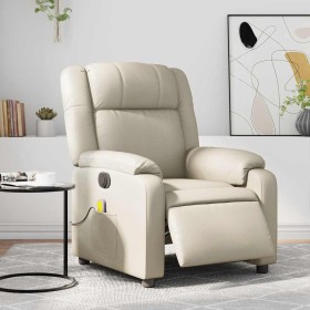 Sillón de masaje reclinable eléctrico cuero sintético crema en Sillones | Comprar online en Foru.es
