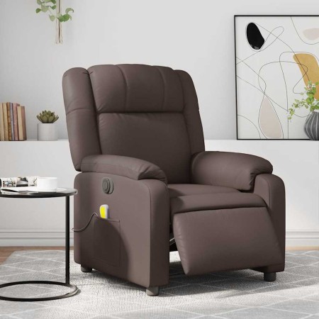 Sillón de masaje reclinable eléctrico cuero sintético marrón en Sillones | Comprar online en Foru.es