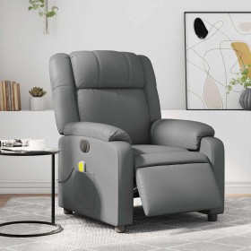 Sillón de masaje reclinable eléctrico cuero sintético gris en Sillones | Comprar online en Foru.es