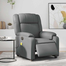 Sillón de masaje reclinable eléctrico cuero sintético gris en Sillones | Comprar online en Foru.es