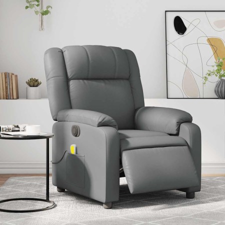 Sillón de masaje reclinable eléctrico cuero sintético gris en Sillones | Comprar online en Foru.es