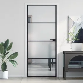 Schlankes schwarzes Türinnenglas und Aluminium 83x201,5 cm von , Türen für zu Hause - Ref: Foro24-155118, Preis: 250,22 €, Ra...