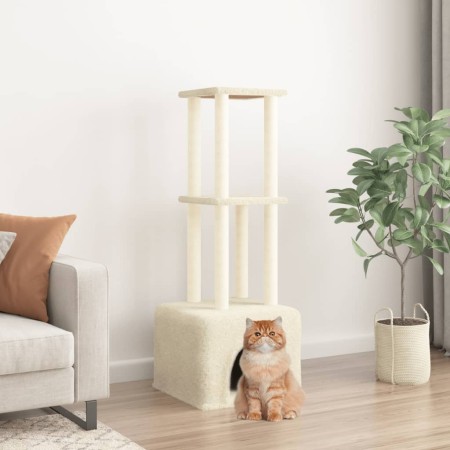 Rascador para gatos con postes de sisal color crema 133,5 cm en Mobiliario para gatos | Comprar online en Foru.es