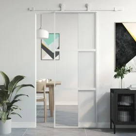 Puerta corredera vidrio templado y aluminio blanca 76x205 cm de , Puertas para el hogar - Ref: Foro24-155204, Precio: 138,22 ...