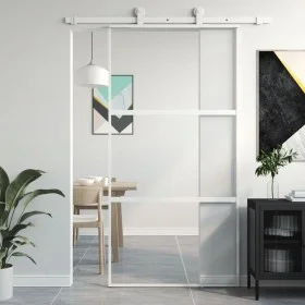 White tempered glass and aluminum sliding door 102.5x205 cm by , Doors for the home - Ref: Foro24-155206, Price: 161,72 €, Di...