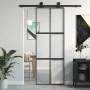 Puerta corredera vidrio templado y aluminio negra 76x205 cm de , Puertas para el hogar - Ref: Foro24-155210, Precio: 146,20 €...