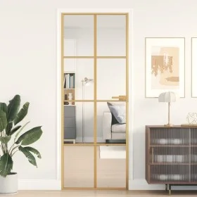 Puerta de interior dorada vidrio templado y aluminio 76x201,5cm de , Puertas para el hogar - Ref: Foro24-155140, Precio: 184,...