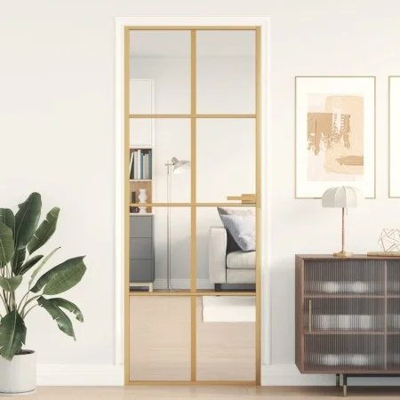Goldene Innentür aus gehärtetem Glas und Aluminium, 76 x 201,5 cm von , Türen für zu Hause - Ref: Foro24-155140, Preis: 184,8...