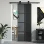 Schiebetür aus gehärtetem Glas und schwarzem Aluminium, 76 x 205 cm von , Türen für zu Hause - Ref: Foro24-155225, Preis: 210...