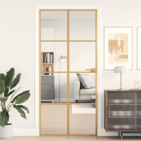 Puerta de interior dorada vidrio templado y aluminio 93x201,5cm de , Puertas para el hogar - Ref: Foro24-155142, Precio: 173,...