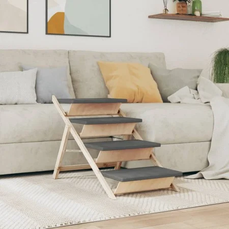 Dog ladder solid gray fir wood 105x47 cm by , Pet Steps and Ramps - Ref: Foro24-172420, Price: 102,79 €, Discount: %