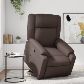 Sillón reclinable elevable cuero sintético marrón en Sillones | Comprar online en Foru.es