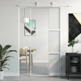 Puerta corredera vidrio templado y aluminio blanca 90x205 cm by , Doors for the home - Ref: Foro24-155205, Price: 176,13 €, D...