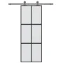 Schiebetür aus gehärtetem Glas und schwarzem Aluminium, 76 x 205 cm von , Türen für zu Hause - Ref: Foro24-155207, Preis: 204...