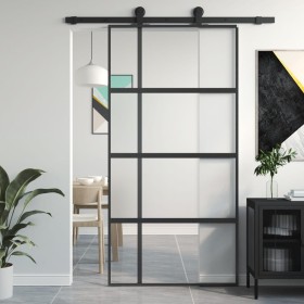 Puerta corredera vidrio templado y aluminio negra 102,5x205 cm de , Puertas para el hogar - Ref: Foro24-155230, Precio: 252,0...