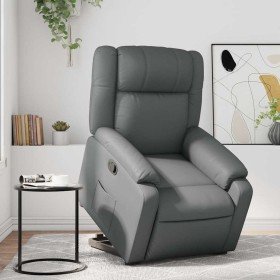 Sillón reclinable elevable cuero artificial gris en Sillones | Comprar online en Foru.es