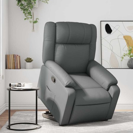 Sillón reclinable elevable cuero artificial gris en Sillones | Comprar online en Foru.es