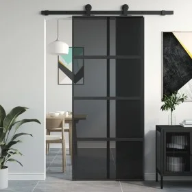 Schiebetür aus gehärtetem Glas und schwarzem Aluminium 90x205 cm. von , Türen für zu Hause - Ref: Foro24-155226, Preis: 218,0...