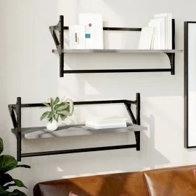 Estantes de pared con barras 2 uds gris Sonoma 65x25x30 cm de , Estantes y estanterías - Ref: Foro24-836246, Precio: 26,46 €,...
