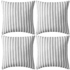 Cojines para exterior a rayas 45x45 cm gris 4 unidades de vidaXL, Cojines - Ref: Foro24-132310, Precio: 54,37 €, Descuento: %