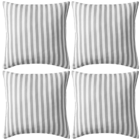 Cojines para exterior a rayas 45x45 cm gris 4 unidades de vidaXL, Cojines - Ref: Foro24-132310, Precio: 55,51 €, Descuento: %