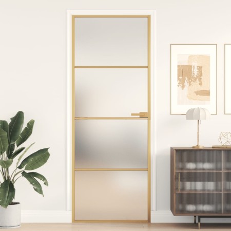 Puerta de interior dorada vidrio templado y aluminio 76x201,5cm de , Puertas para el hogar - Ref: Foro24-155136, Precio: 208,...
