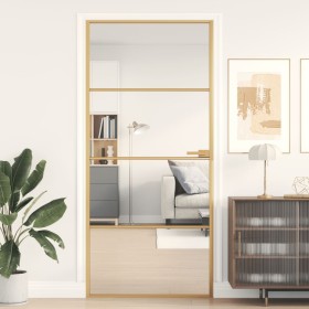 Puerta de interior dorada vidrio templado y aluminio 93x201,5cm de , Puertas para el hogar - Ref: Foro24-155134, Precio: 162,...