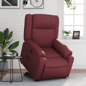 Sillón reclinable elevable cuero artificial rojo tinto en Sillones | Comprar online en Foru.es