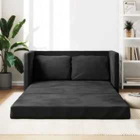 Bodensofa 2-in-1 aus schwarzem Samt 122x204x55 cm von , Sofas - Ref: Foro24-353959, Preis: 236,06 €, Rabatt: %