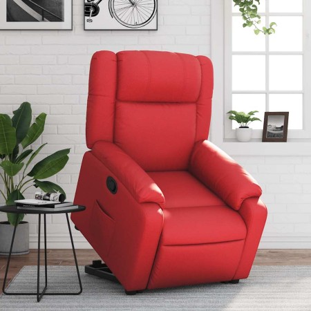 Sillón reclinable elevable cuero artificial rojo en Sillones | Comprar online en Foru.es