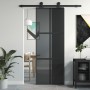 Puerta corredera vidrio templado y aluminio negra 76x205 cm de , Puertas para el hogar - Ref: Foro24-155213, Precio: 185,32 €...