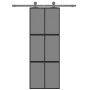 Puerta corredera vidrio templado y aluminio negra 76x205 cm de , Puertas para el hogar - Ref: Foro24-155213, Precio: 185,32 €...