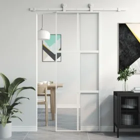 Puerta corredera vidrio templado y aluminio blanca 76x205 cm de , Puertas para el hogar - Ref: Foro24-155216, Precio: 161,41 ...