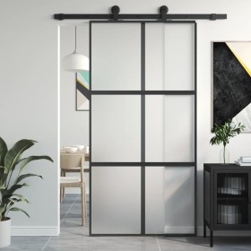Puerta corredera vidrio templado y aluminio negra 102,5x205 cm de , Puertas para el hogar - Ref: Foro24-155209, Precio: 204,4...