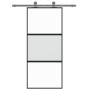Puerta corredera vidrio templado y aluminio negra 90x205 cm de , Puertas para el hogar - Ref: Foro24-155202, Precio: 180,91 €...