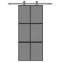 Puerta corredera vidrio templado y aluminio negra 90x205 cm de , Puertas para el hogar - Ref: Foro24-155214, Precio: 222,91 €...