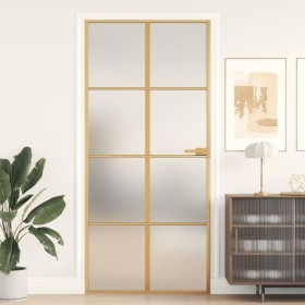 Puerta de interior dorada vidrio templado y aluminio 93x201,5cm de , Puertas para el hogar - Ref: Foro24-155146, Precio: 175,...