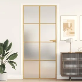 Puerta de interior dorada vidrio templado y aluminio 93x201,5cm de , Puertas para el hogar - Ref: Foro24-155146, Precio: 173,...