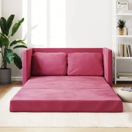 Sofá cama de suelo 2 en 1 terciopelo rojo tinto 122x204x55 cm de , Sofás - Ref: Foro24-353960, Precio: 218,74 €, Descuento: %