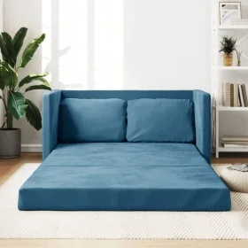 Floor sofa bed 2 in 1 blue velvet 122x204x55 cm by , Sofas - Ref: Foro24-353962, Price: 224,33 €, Discount: %