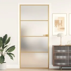 Golden interior door tempered glass and aluminum 93x201.5cm by , Doors for the home - Ref: Foro24-155138, Price: 207,61 €, Di...
